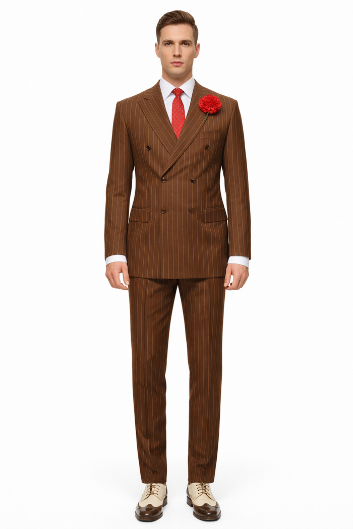 Mens Double Breasted Gangster Pinstripe Six Button homecoming Suit in Black
