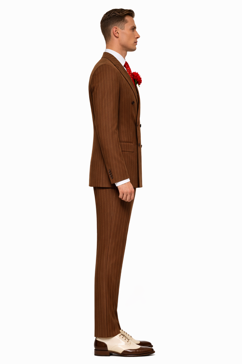 Mens Double Breasted Gangster Pinstripe Six Button homecoming Suit in Black