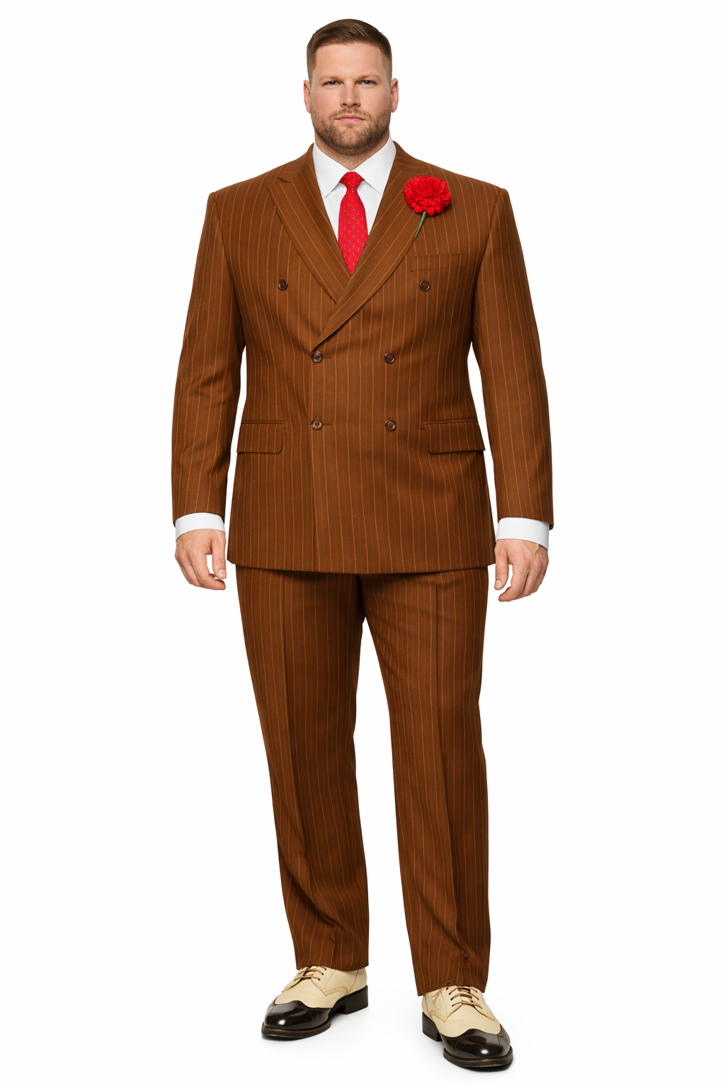 Mens Double Breasted Gangster Pinstripe Six Button homecoming Suit in Black