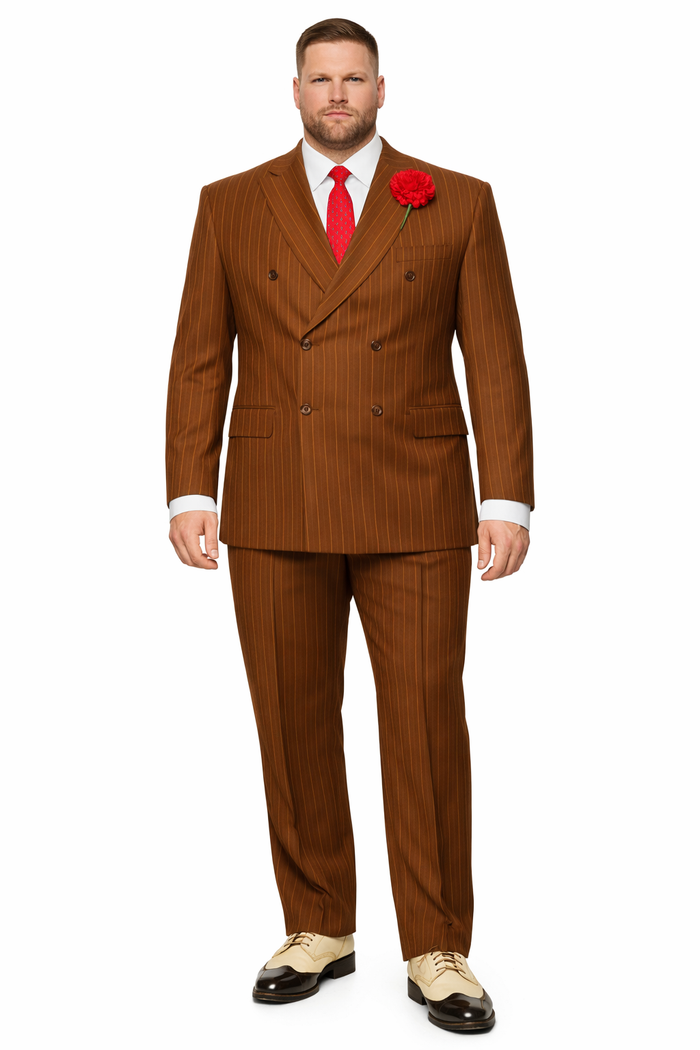 Mens Double Breasted Gangster Pinstripe Six Button homecoming Suit in Black