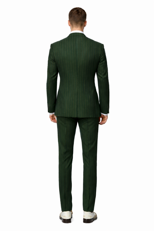 Mens Double Breasted Gangster Pinstripe Six Button homecoming Suit in Black