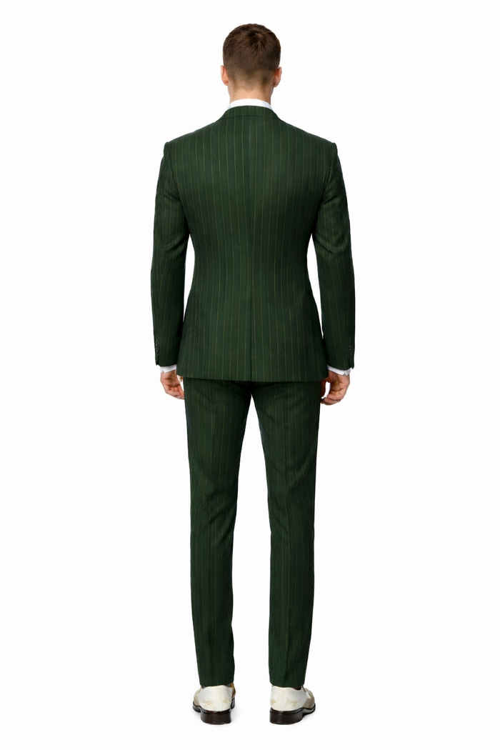 Mens Double Breasted Gangster Pinstripe Six Button homecoming Suit in Black