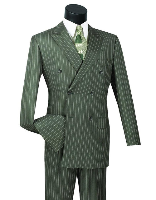Mens Double Breasted Gangster Pinstripe homecoming  Suit in Charcoal