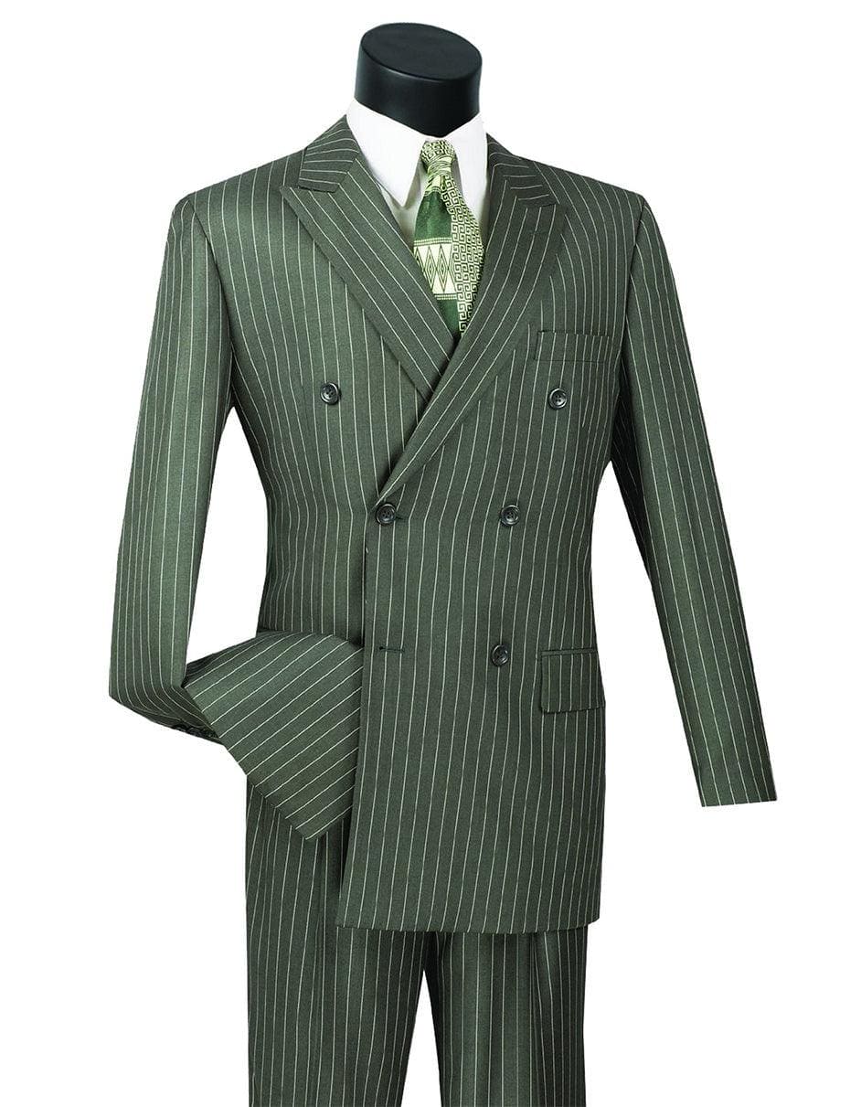 Mens Double Breasted Gangster Pinstripe Suit in Charcoal Grey