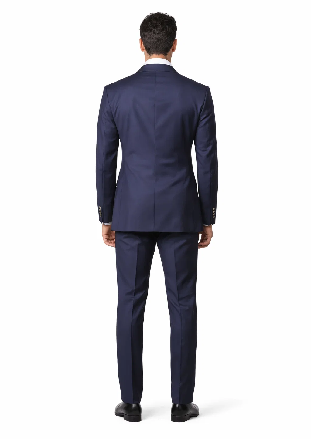 Mens Double breasted Suit - "Navy" 1920s 1980s Style Peak Lapel Suits -  Back Side Vented  Mens Designer Modern Fit Double Breasted Wool Suit with Gold Buttons in Navy - 36 Regular