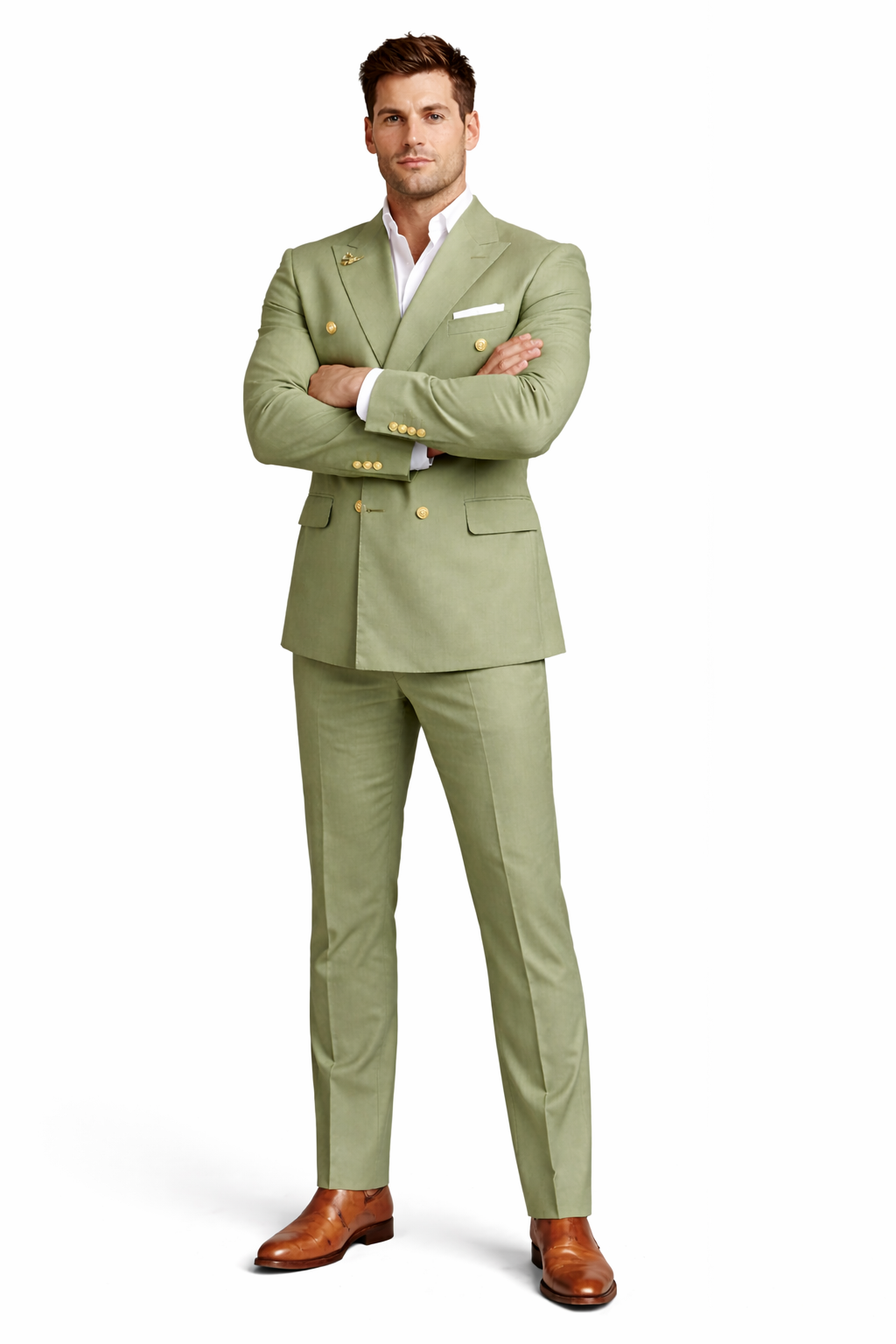 Mens Double Breasted Suits - Green Suit-New Designer Collection - 38 Short Jacket+32 Waist Adjustable 28to34)(Height: 5 4 to5 7 )(Neck  15-16.5)S-M)