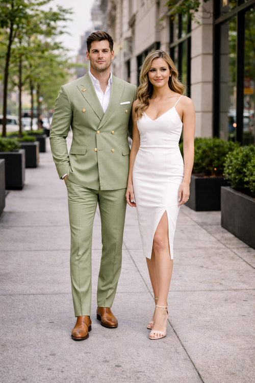 Mens Double Breasted Suits - Green Suit-New Designer Collection