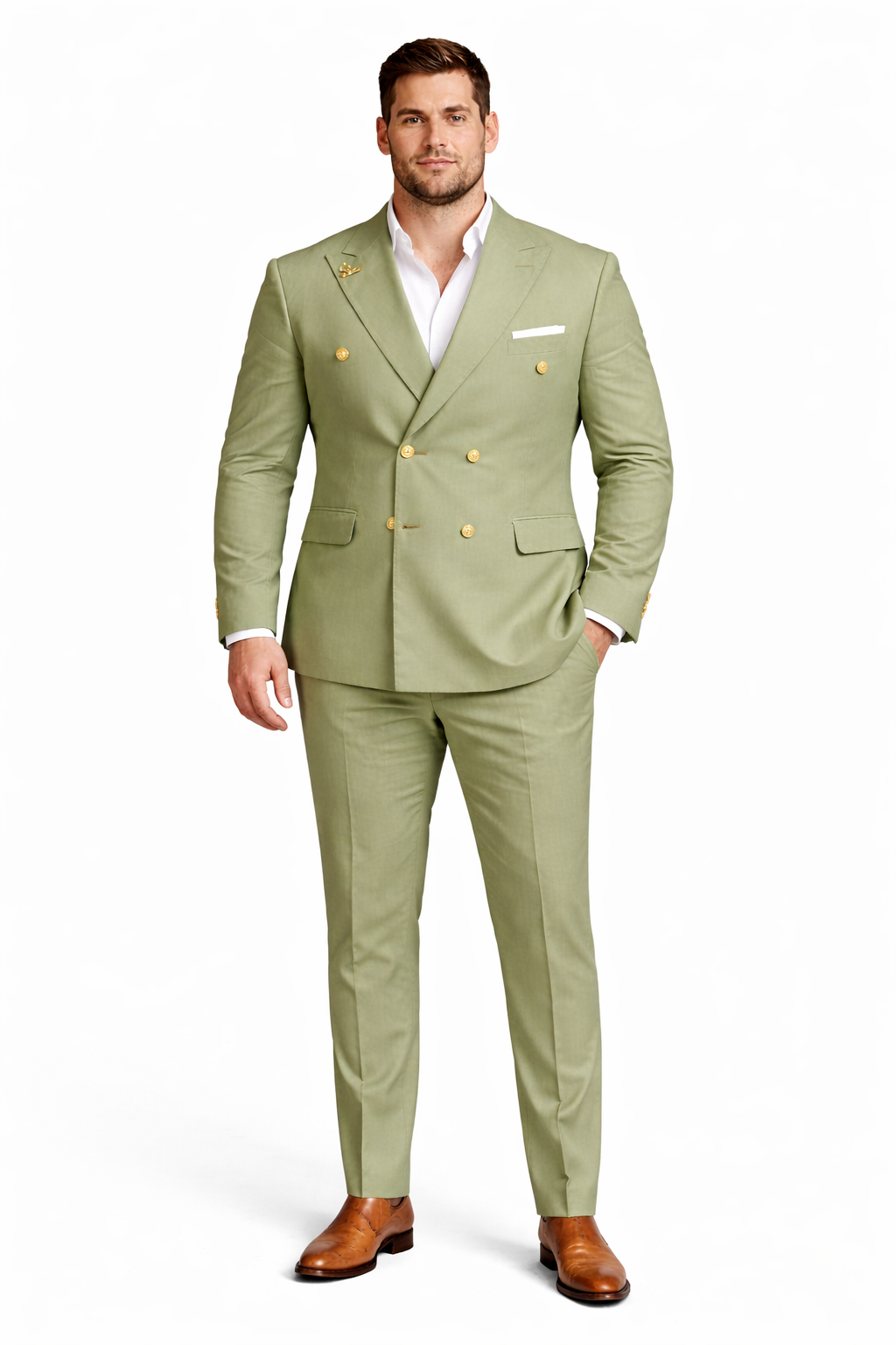 Mens Double Breasted Suits - Green Suit-New Designer Collection - 38 Short Jacket+32 Waist Adjustable 28to34)(Height: 5 4 to5 7 )(Neck  15-16.5)S-M)