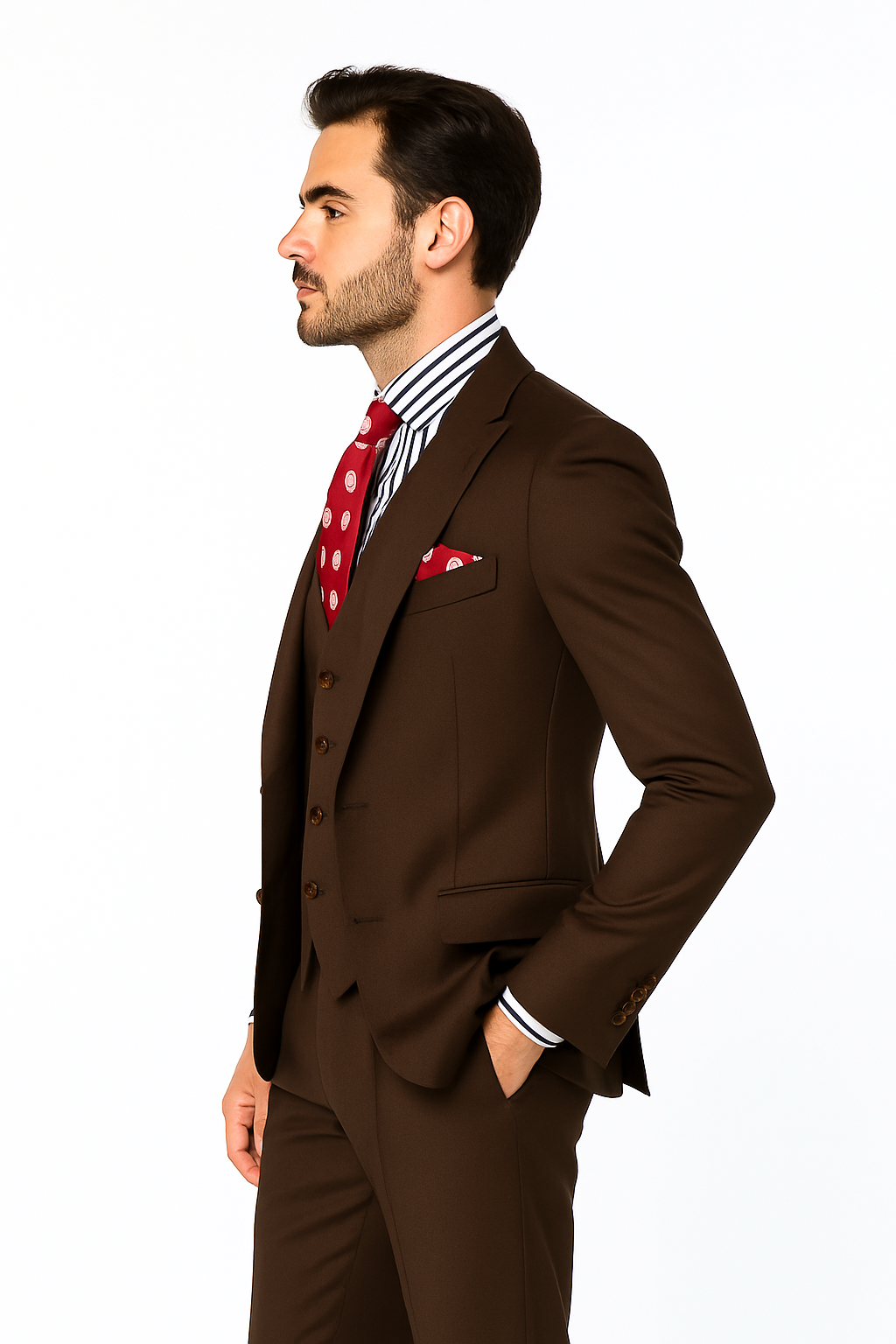 Men's Double Breasted Vest with Wide Peak Lapel Black Suit - New Arrival - 38 Regular