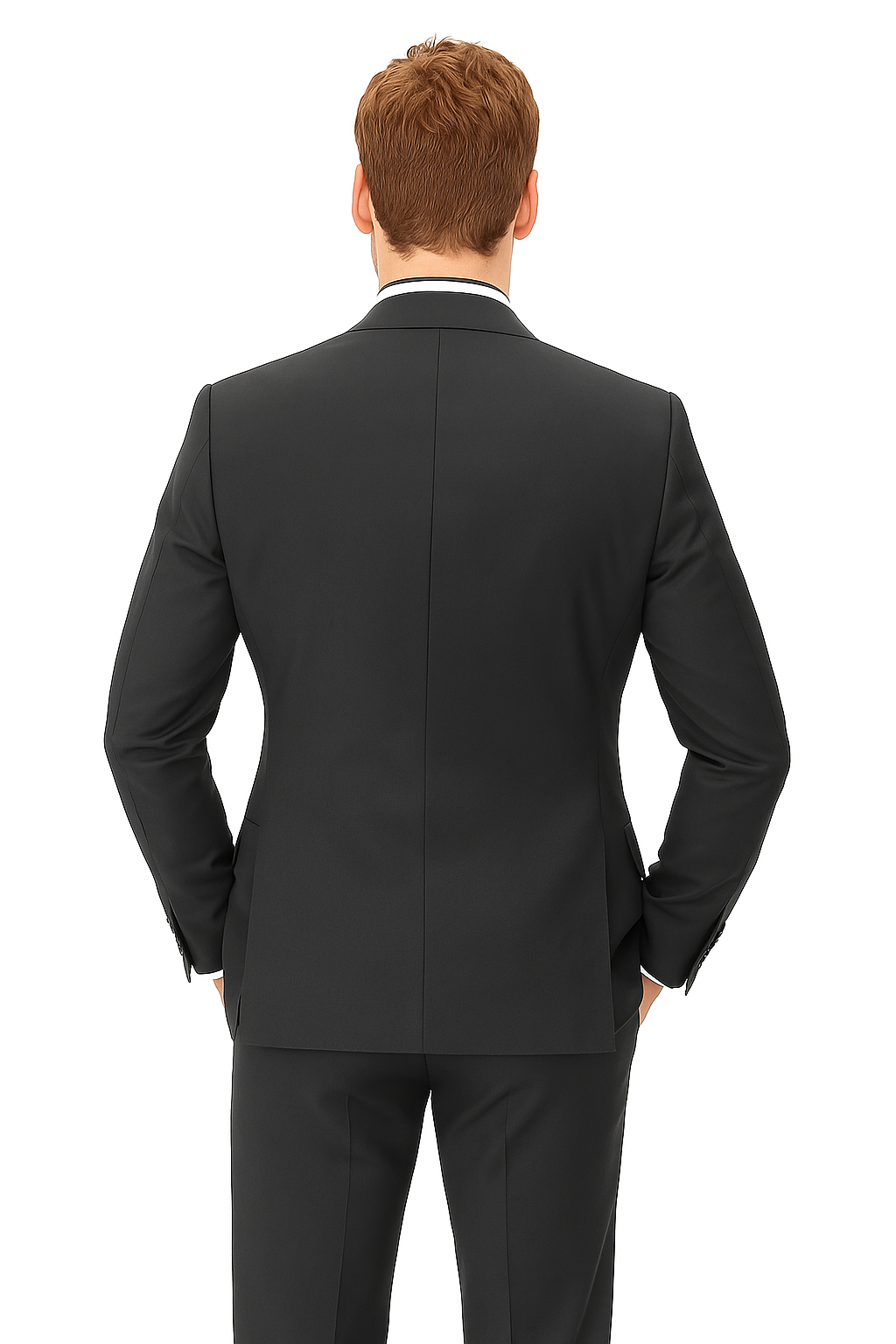 Men's Double Breasted Vest with Wide Peak Lapel Black Suit - New Arrival - 38 Regular