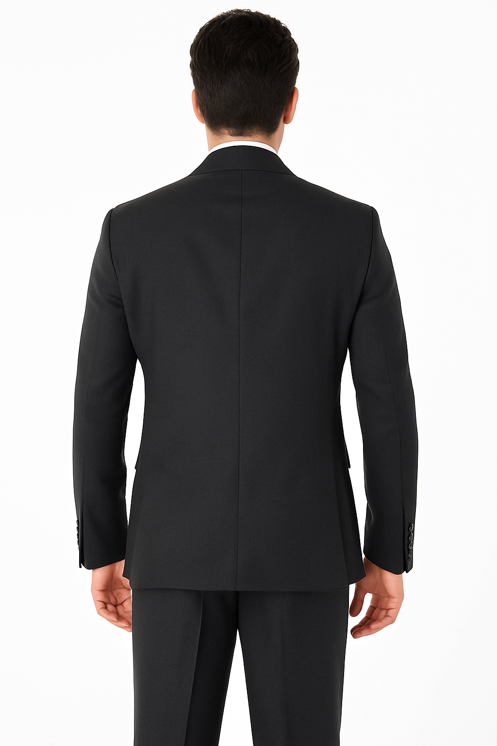 Men's Double Breasted Vest with Wide Peak Lapel Black Suit - New Arrival - 38 Regular