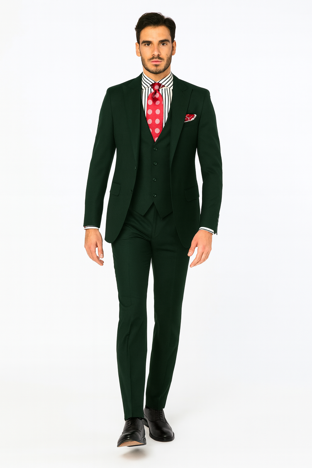 Men's Double Breasted Vest with Wide Peak Lapel Black Suit - New Arrival - 38 Regular