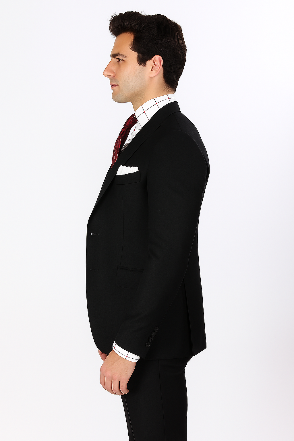 Men's Double Breasted Vest with Wide Peak Lapel Black Suit - New Arrival - 38 Regular