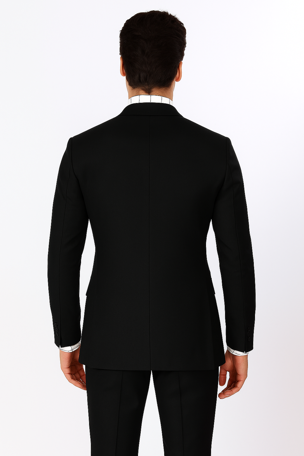 Men's Double Breasted Vest with Wide Peak Lapel Black Suit - New Arrival - 38 Regular