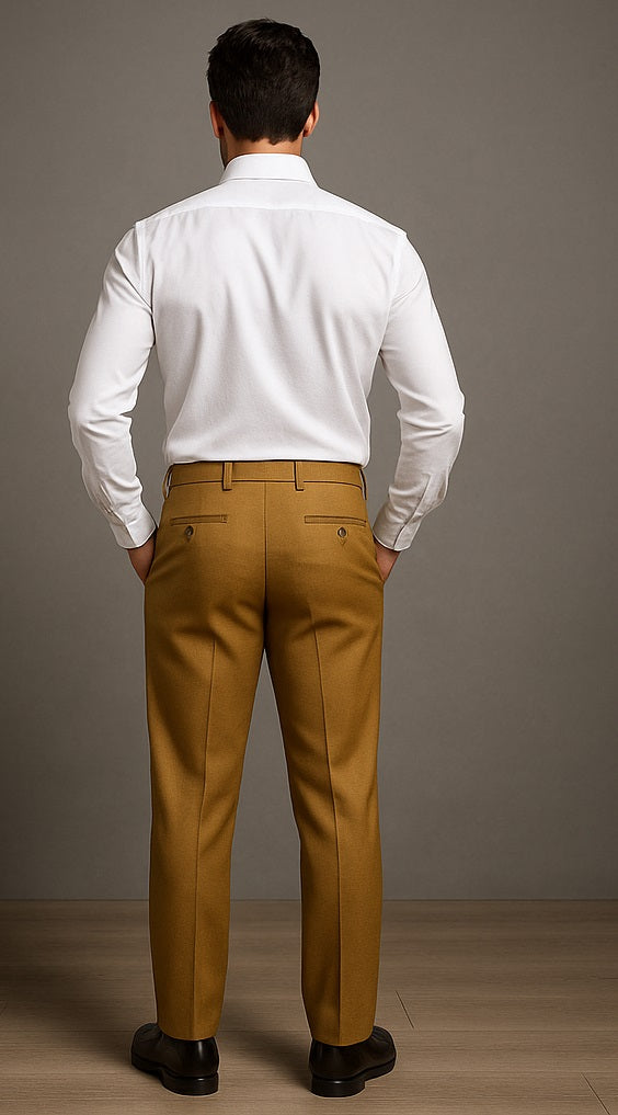 Mens Double Pleated Trousers - Double Pleated Dress Pants - Slacks Gold - dress size pants : 28 Unfinished bottom