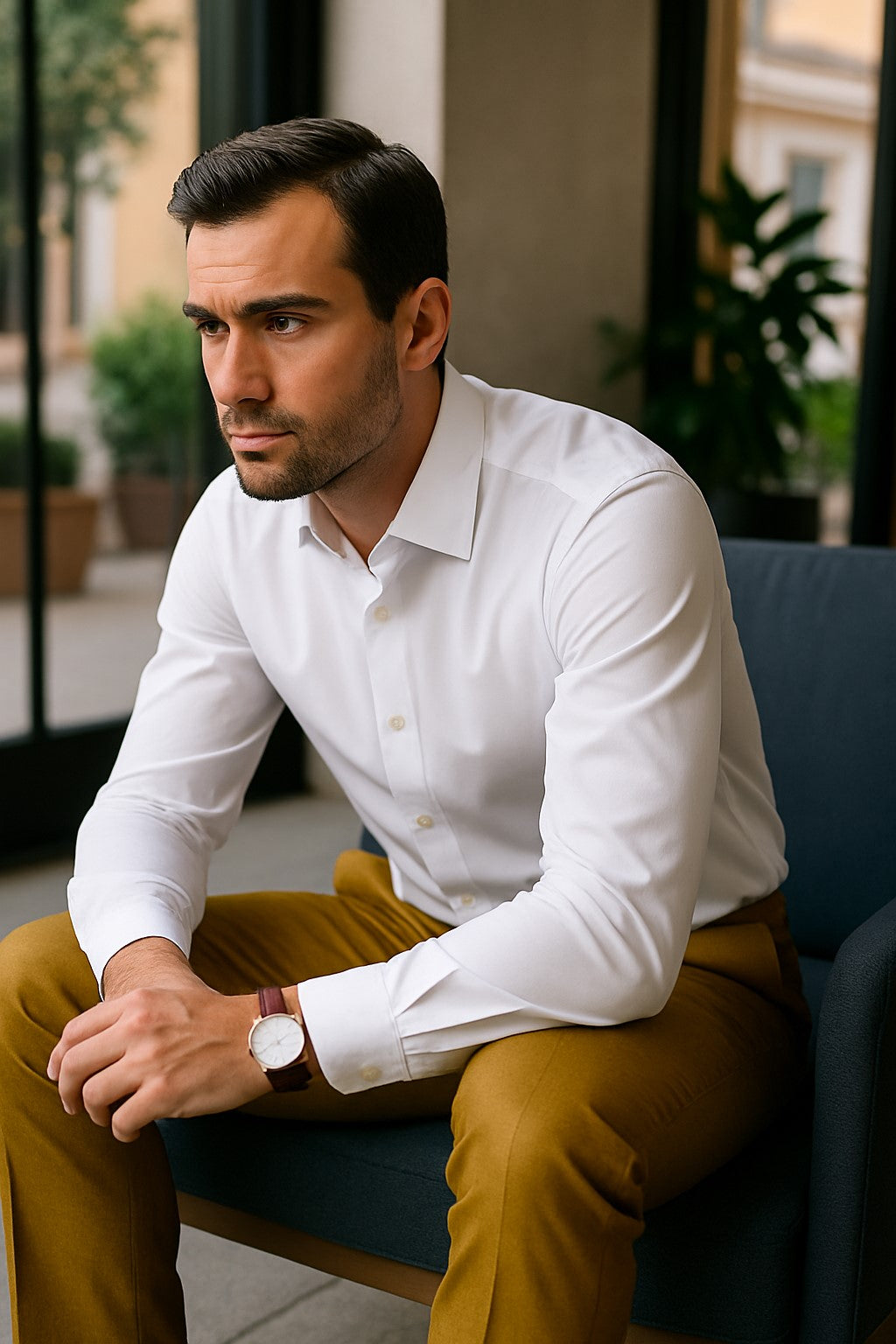 Mens Double Pleated Trousers - Double Pleated Dress Pants - Slacks Gold - dress size pants : 28 Unfinished bottom