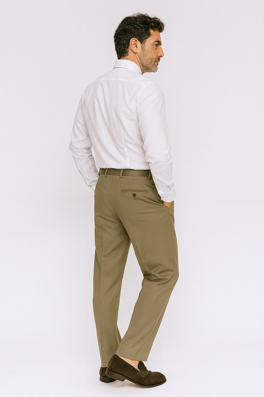 Mens Double Pleated Trousers - Double Pleated Dress Pants - Slacks Beige - dress size pants : 28 Unfinished bottom