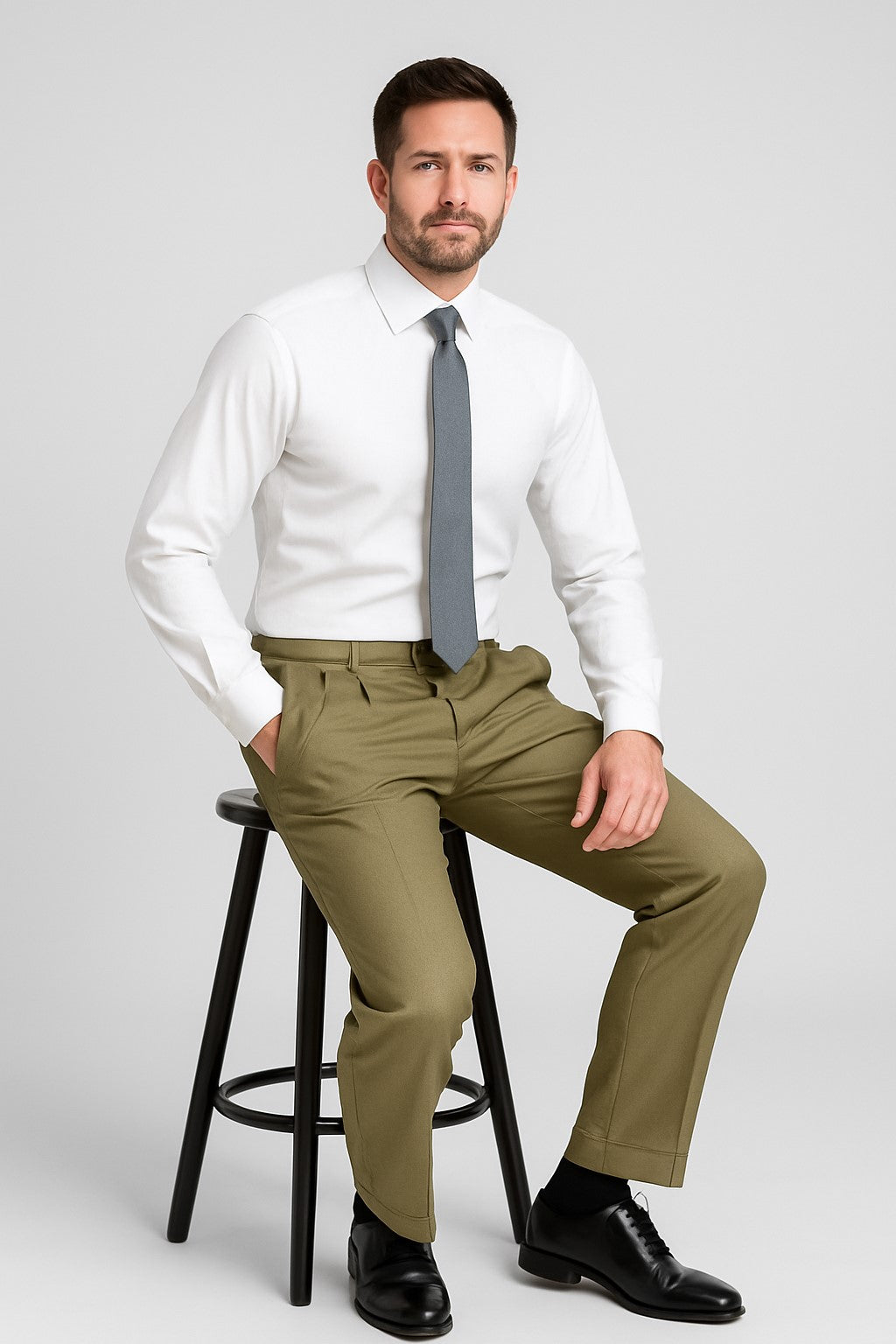 Mens Double Pleated Trousers - Double Pleated Dress Pants - Slacks Beige - dress size pants : 28 Unfinished bottom