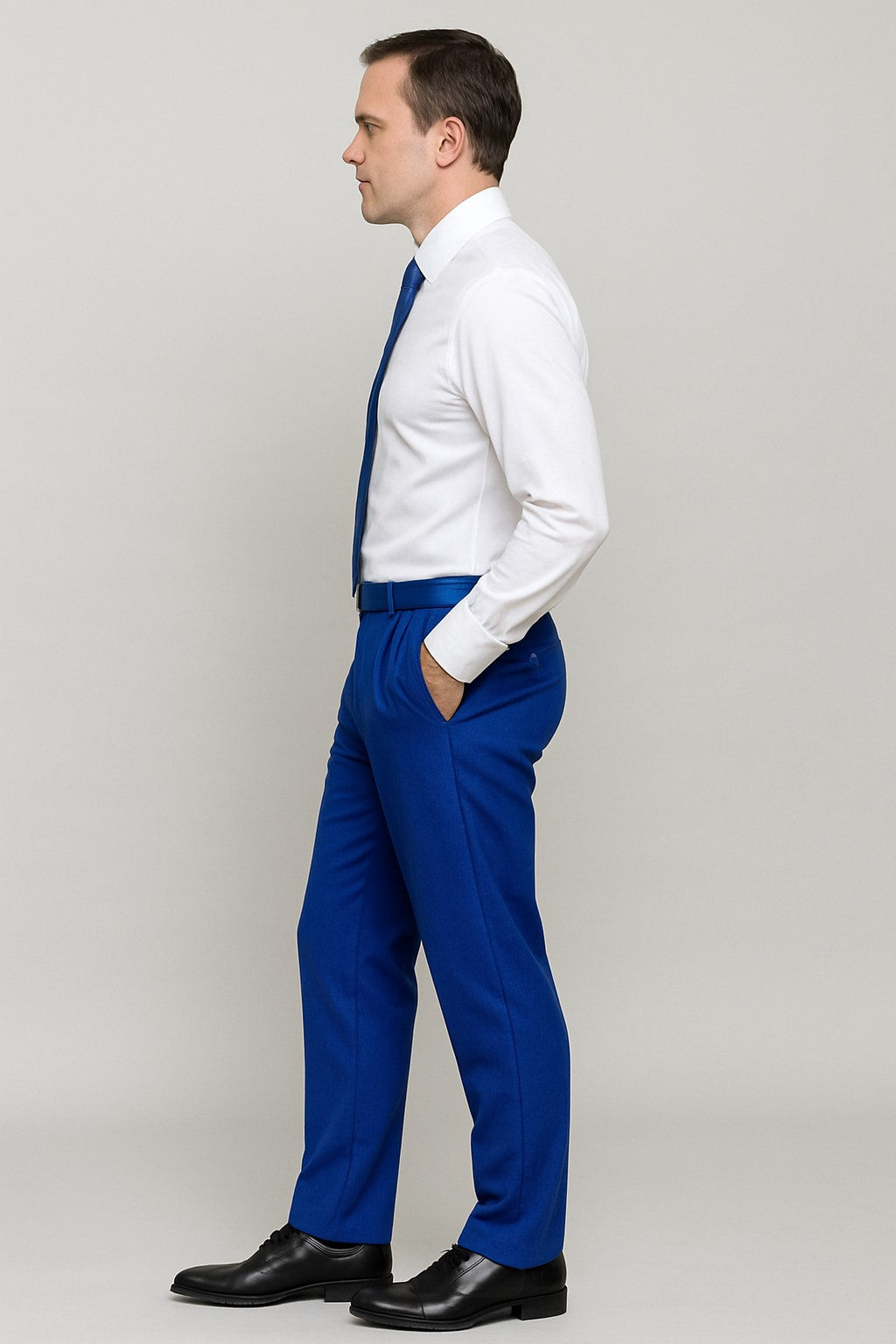 Mens Double Pleated Trousers - Double Pleated Dress Pants - Slacks Royal Blue