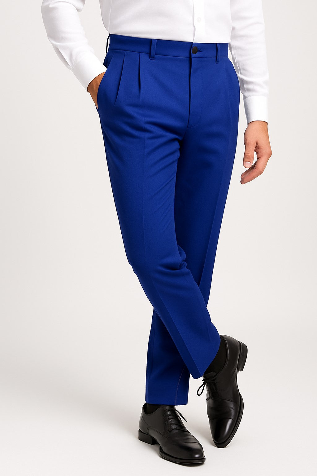 Mens Double Pleated Trousers - Double Pleated Dress Pants - Slacks Royal Blue - dress size pants : 28 Unfinished bottom