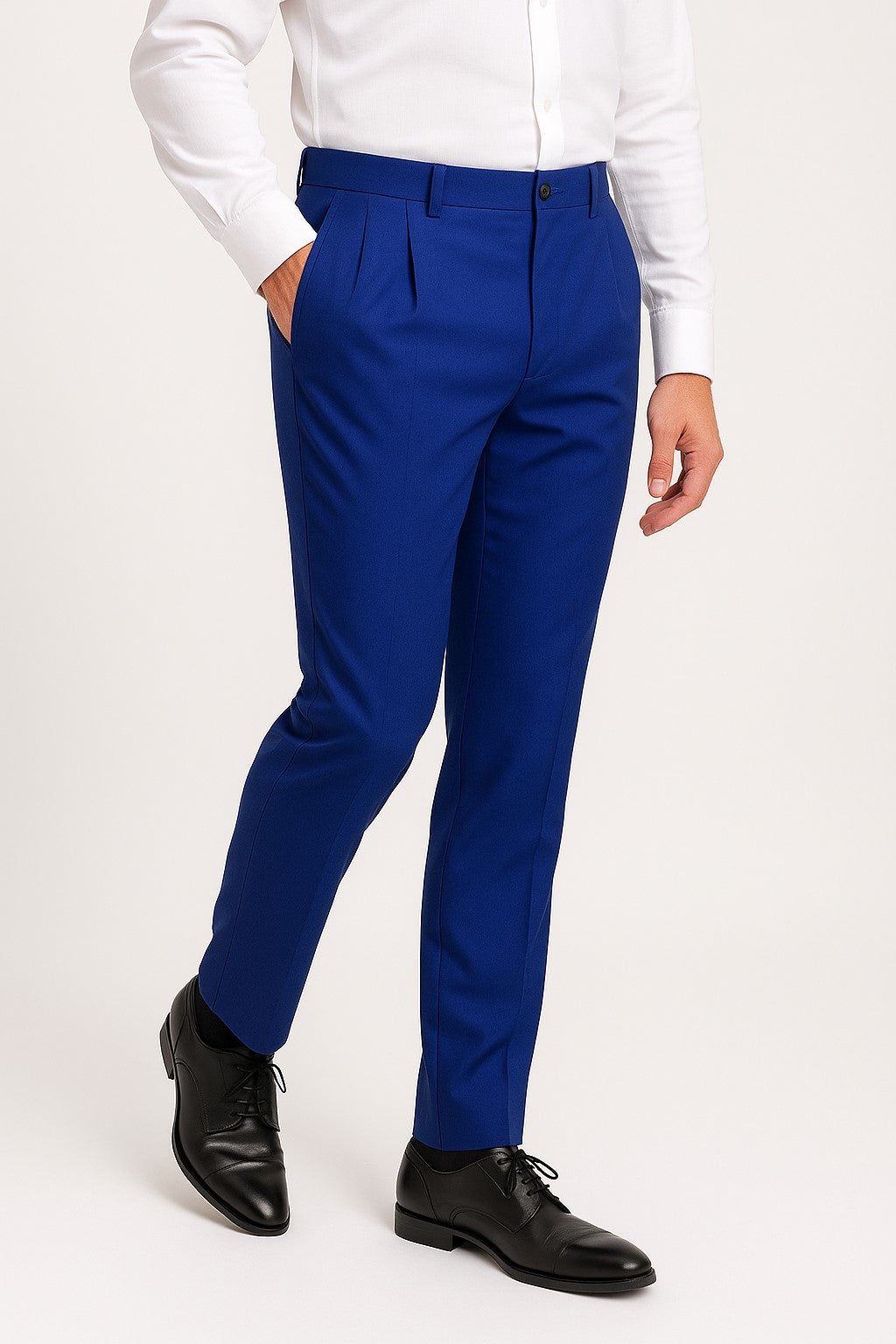 Mens Double Pleated Trousers - Double Pleated Dress Pants - Slacks Royal Blue - dress size pants : 28 Unfinished bottom