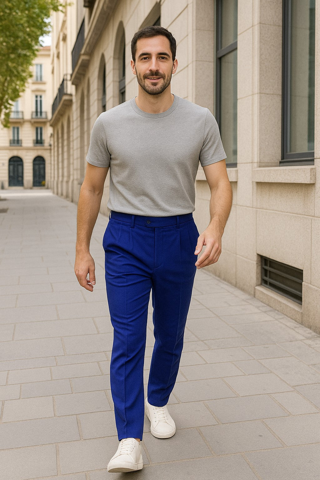 Mens Double Pleated Trousers - Double Pleated Dress Pants - Slacks Royal Blue - dress size pants : 28 Unfinished bottom