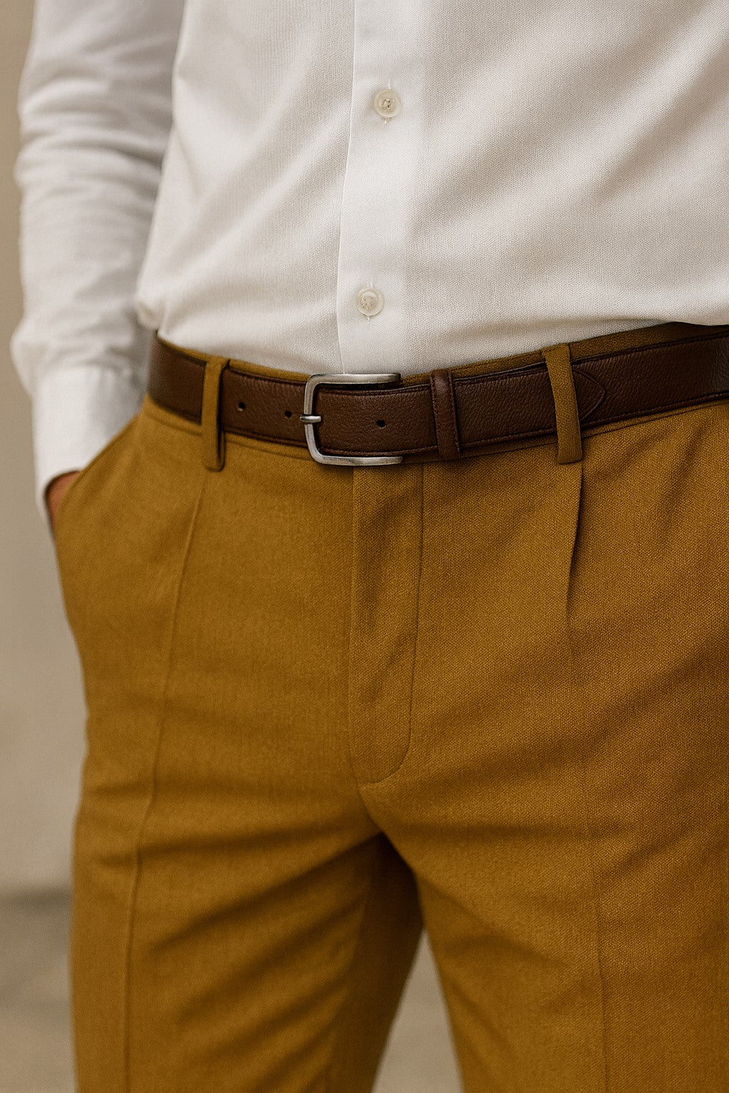 Mens Double Pleated Trousers - Double Pleated Dress Pants - Slacks Gold - dress size pants : 28 Unfinished bottom
