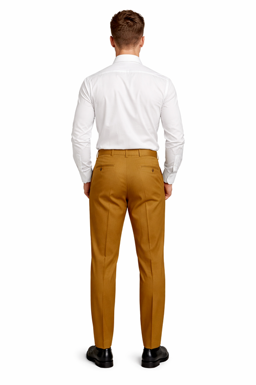 Mens Double Pleated Trousers - Double Pleated Dress Pants - Slacks Gold-New Designer Collection