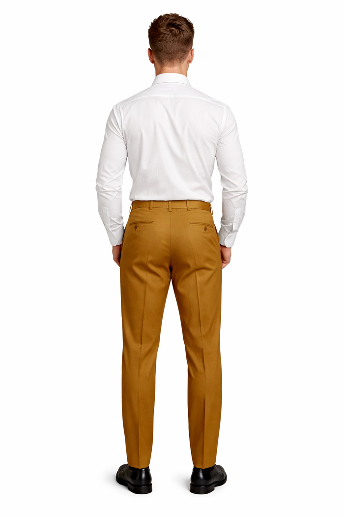Mens Double Pleated Trousers - Double Pleated Dress Pants - Slacks Gold-New Designer Collection