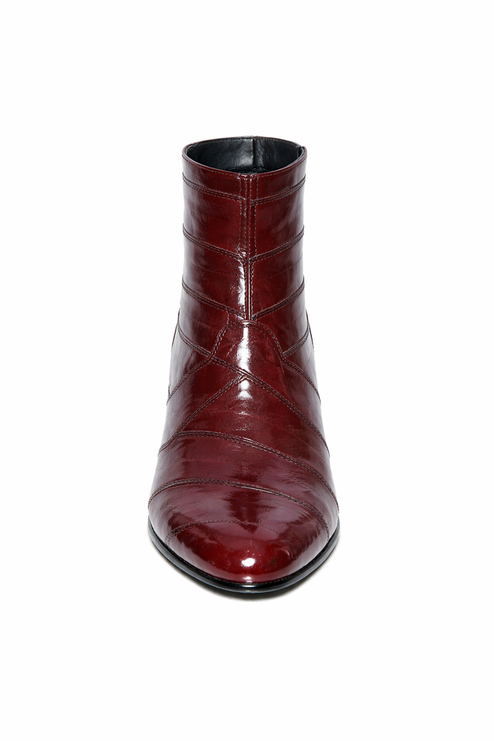 Mens Dress Ankle Boots Los Altos Boots Short Cowboy Boot - Western Ankle Boots Exotic Skin + Burgundy + Skin Type-New Designer Collection