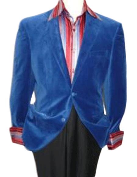 "Wholesale Mens Jackets - Wholesale Blazer - " Royal Blue Velvet Blazer - 52 Long
