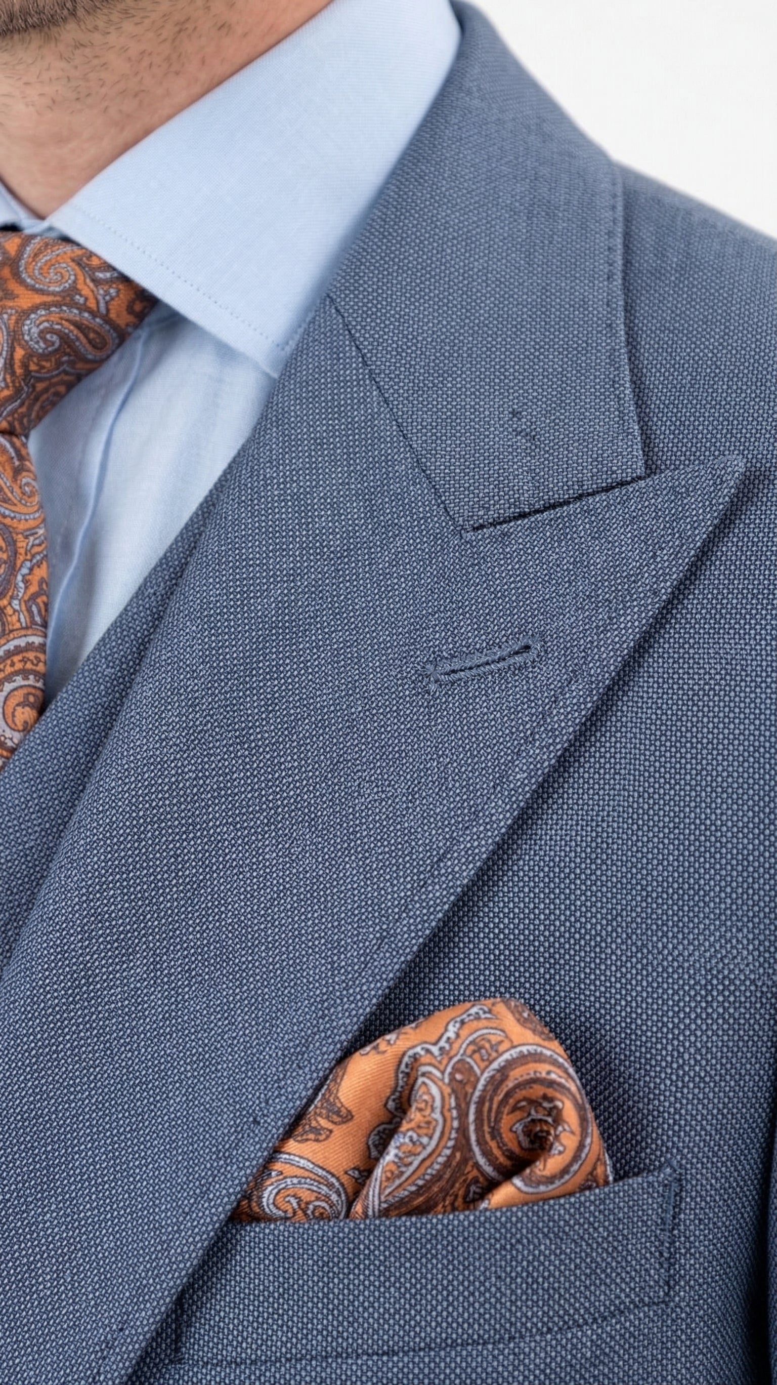 Mens Dusty Blue 3 Piece Suit 100% Wool Fabric – Classic Fit Wide Leg Pleated Pants Double Breasted Vest Formal Business Church Suit By Apollo King - 34 Short or Extra Small