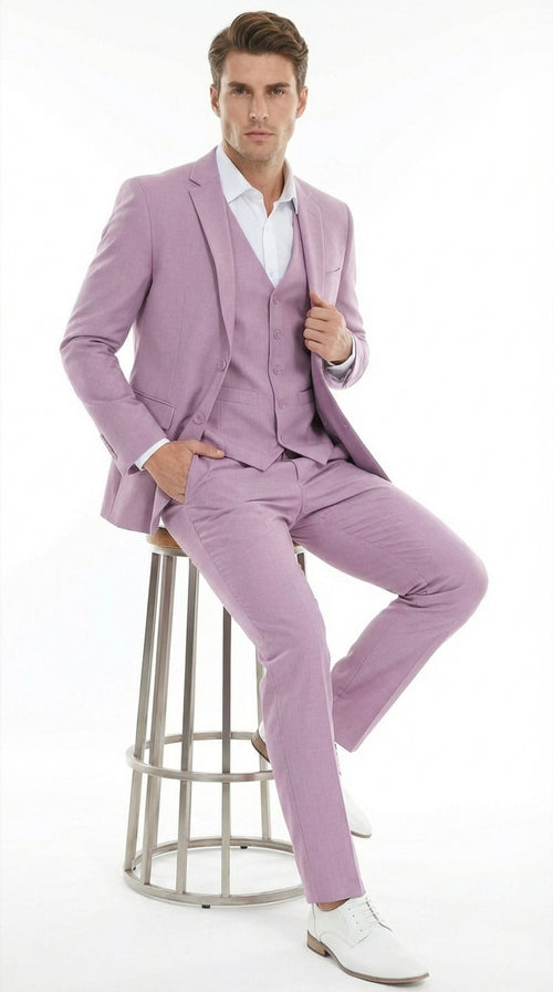 Mens Dusty Rose 3 Piece Suit Modern Pink Formal Suit Set for Wedding, Prom and Special Events Pinkish Color