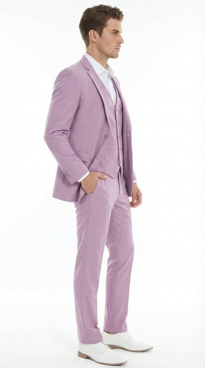 Mens Dusty Rose 3 Piece Suit Modern Pink Formal Suit Set for Wedding, Prom and Special Events Pinkish Color
