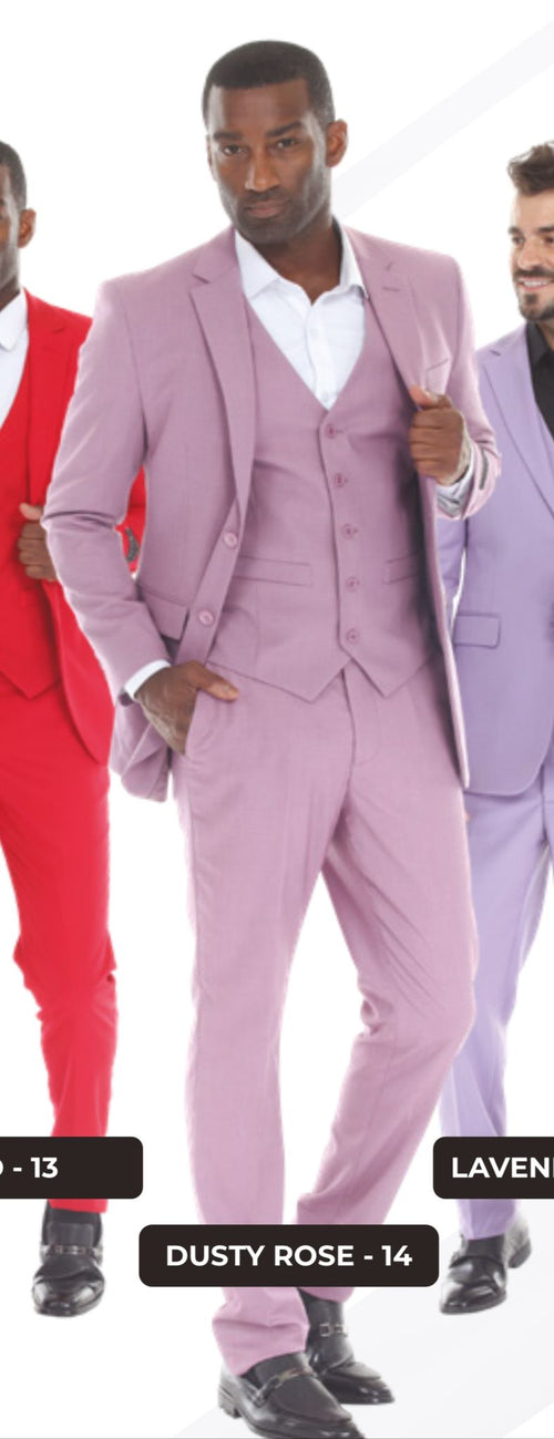 Mens Dusty Rose 3 Piece Suit Modern Pink Formal Suit Set for Wedding, Prom and Special Events Pinkish Color