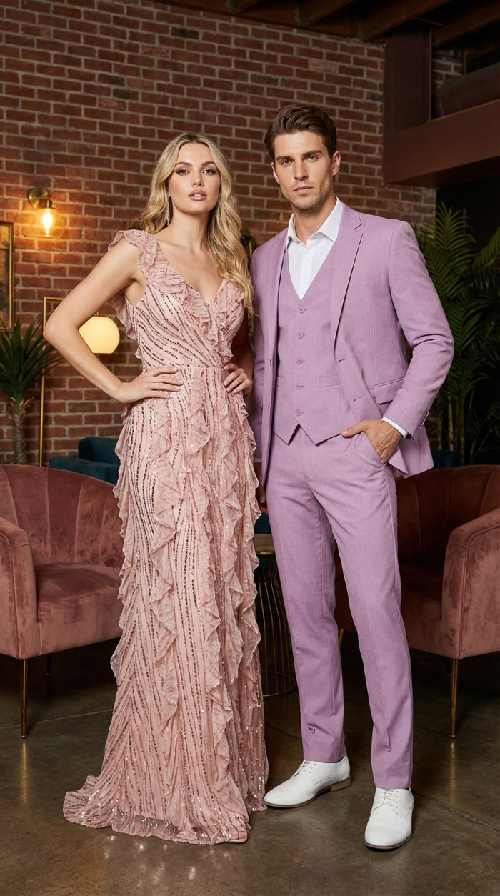 Mens Dusty Rose 3 Piece Suit Modern Pink Formal Suit Set for Wedding, Prom and Special Events Pinkish Color