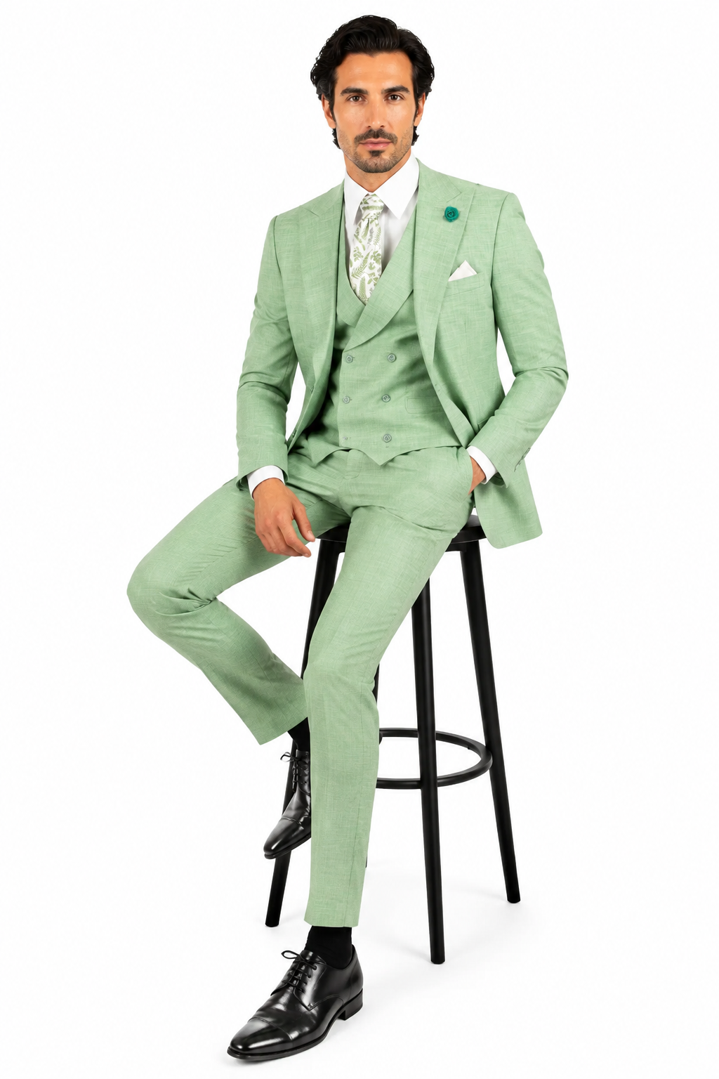Mens Easter Suit - Jacket and Pants in Summer Color Light Green Modern Fit Light Weight - 34 Short or Extra Small