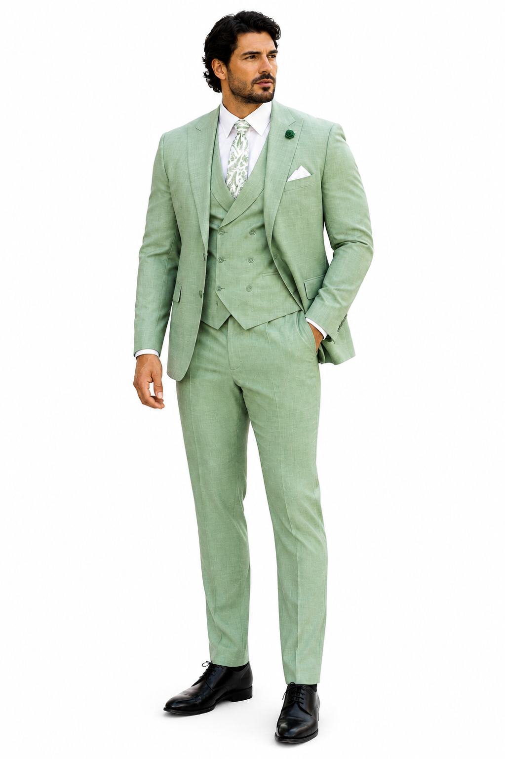 Mens Easter Suit - Jacket and Pants in Summer Color Light Green Modern Fit Light Weight - 34 Short or Extra Small