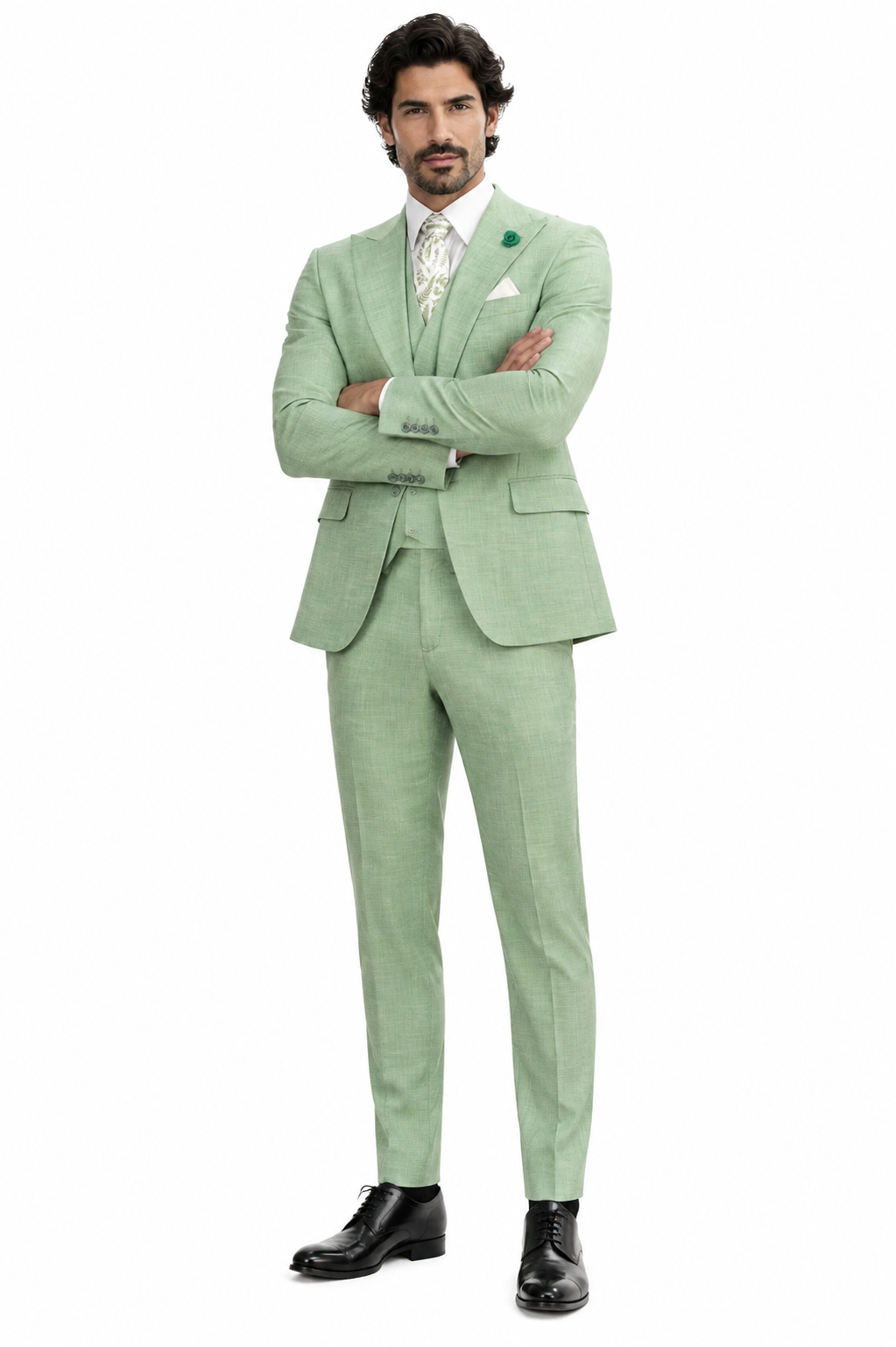 Mens Easter Suit - Jacket and Pants in Summer Color Light Green Modern Fit Light Weight - 34 Short or Extra Small