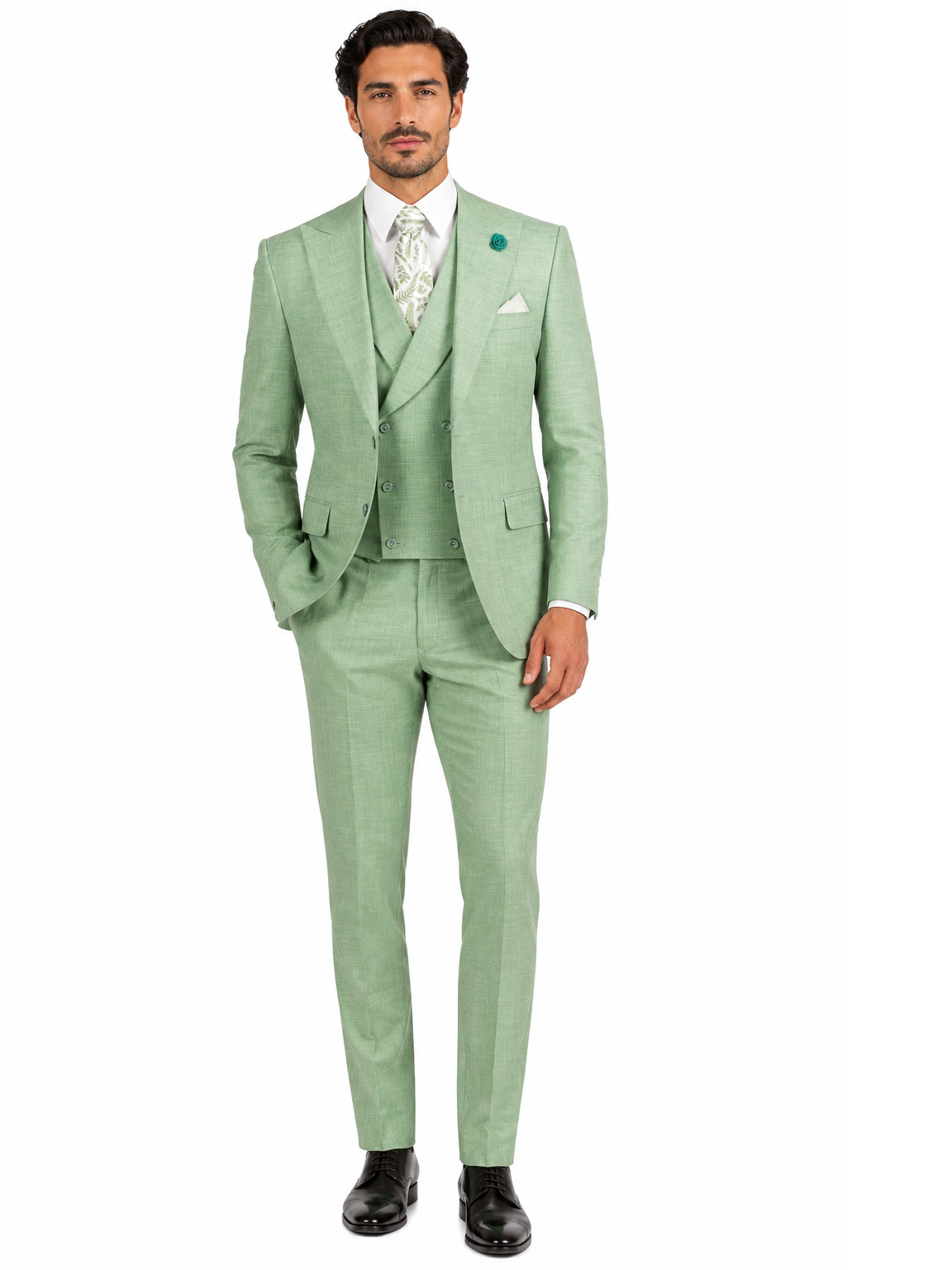 Mens Easter Suit - Jacket and Pants in Summer Color Light Green Modern Fit Light Weight - 34 Short or Extra Small