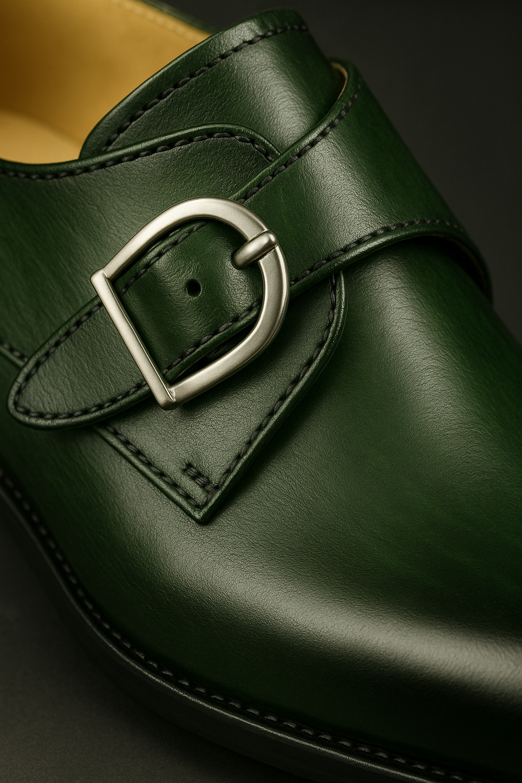 Mens Carrucci Classic Leather Fade Single D-Buckle Monk Strap Dress Shoe in Chestnut - 7