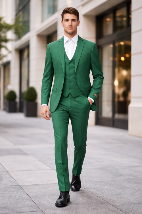 Mens Emerald Green 3-Piece Suit Slim Fit Wedding and Formal Suit by Alberto Nardoni-New Designer Collection