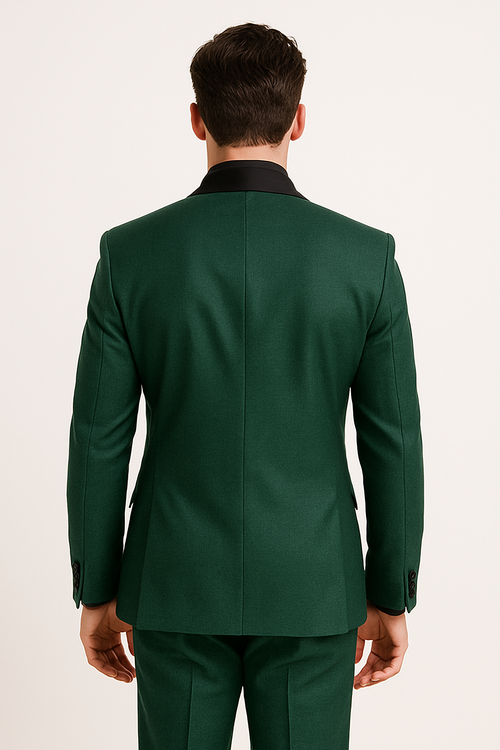 Mens Emerald Green Tuxedo with Black Satin Shawl Lapel  3 Piece Formal Suit with Vest green suits - New Arrival
