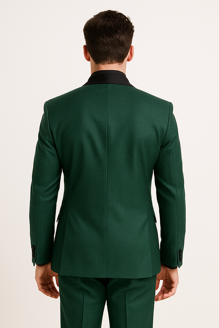 Mens Emerald Green Tuxedo with Black Satin Shawl Lapel  3 Piece Formal Suit with Vest green suits - New Arrival
