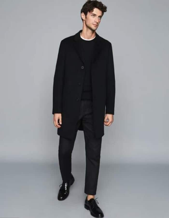 Mens Epson Overcoat Wool Black