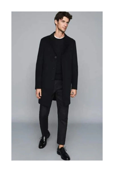 Mens Epson Overcoat Wool Black