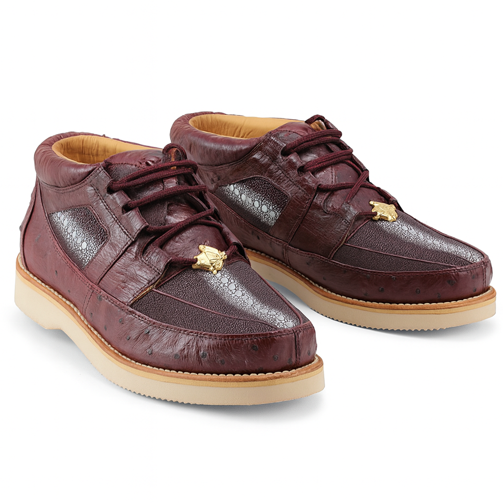 Los Altos Casual Burgundy Genuine Stingray / Ostrich Shoes - 8-M