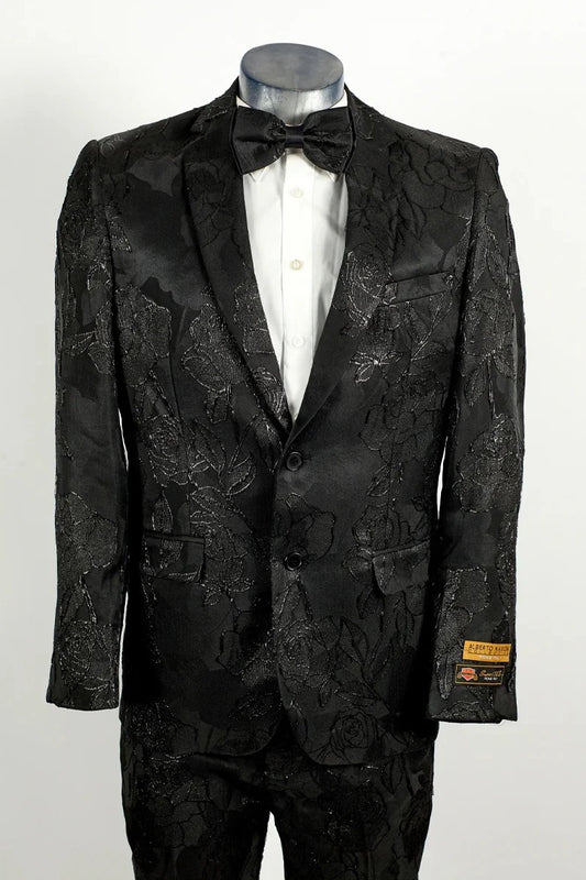 Black Floral Suit - Floral Prom 2025 And Wedding Tuxedo Black Prom 2025 Suits