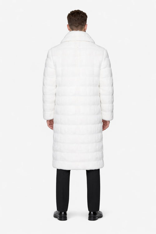 Mens Fashion Ivory Faux Fur Overcoat-New Designer Collection