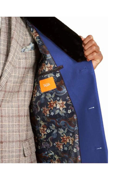 Men's Faux-fur shawl collar Overcoat Three Quarter Length Coat